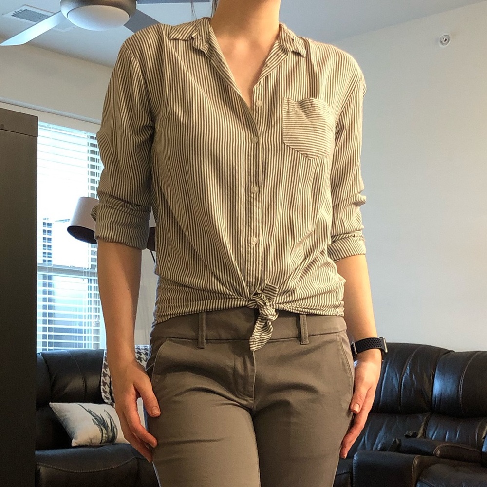 Vertical striped button down blouse